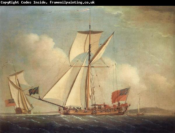 Monamy, Peter English Cutter-righged yacht in two positions